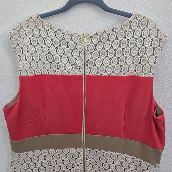 Sandra Darren Women's Sleeveless Midi Dress Pink, Tan, White Crochet  Size 20W - Picture 6 of 9